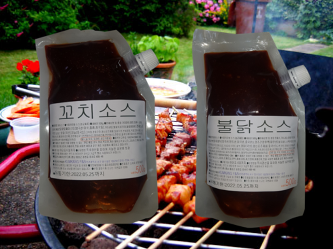 [꼬치용 소스 2종 (각 500g)] 꼬치소스 / 불닭(매운맛)소스 / 닭꼬치 떡꼬치 후라이드꼬치용, 500g, 1개