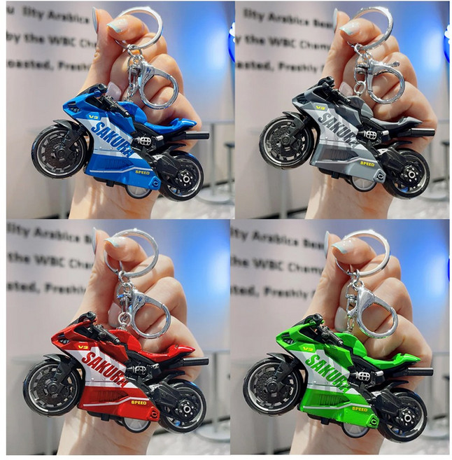 발통마켓 오토바이 피규어 프라모델 바이크 키홀더, 레이싱바이크(레드), 2개