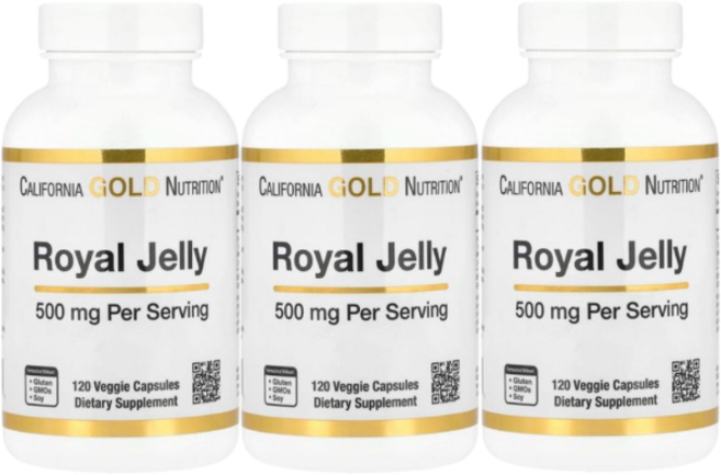 2+1 캘리포니아 골드 뉴트리션 로열젤리 500mg 베지 캡슐 120정, 3개