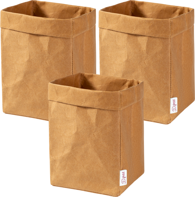 데일리쁘띠 페이퍼백 냉장고정리 크라프트지 다용도 수납 봉투 바구니, 3개, M size