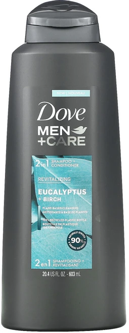 Dove 두피 케어 Men+Care 2 In 1 샴푸 + 컨디셔너 활력 제공 유칼립투스 + 자작나무 603ml, 20.4 액상 온스_라임 + 시더우드, 1개 - 쿠팡