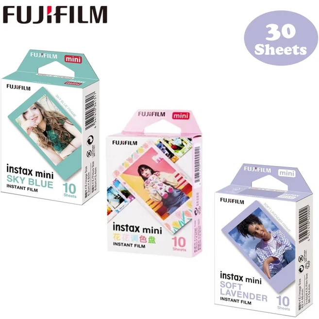 후지필름 인스탁스 미니 링크 3 프린터용 인스턴트 필름 스카이 블루 필름 미니 12/8/SE/11/50/70/90/EVO/4, 02 30 Sheets