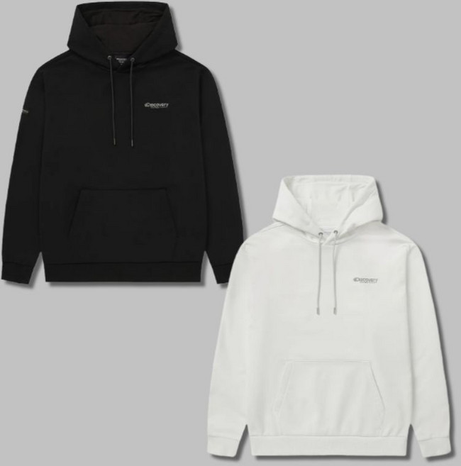 백화점정품 디스커버리 남녀공용 베이직 기모 후드티 로건 데일리 상의 긴소매 긴팔 티셔츠