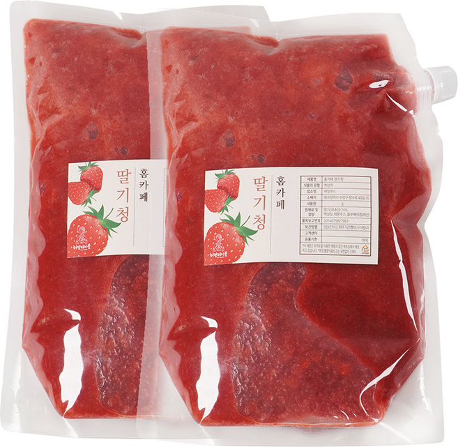 딸기폭탄 수제 딸기청 대용량 홈카페 허밍테이블 (국내산), 2kg, 2개, 1개입