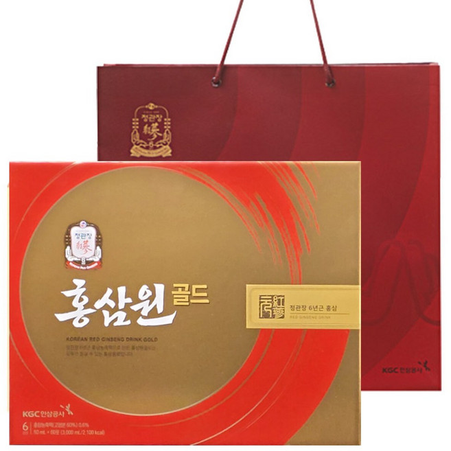 설 명절 추석 선물 세트 어머님 아버님 부모님 어르신 선물 홍삼 농축액 진액 선물 세트 홍삼원 골드 6년근 정품 100% 정관장 답례품 포장 쇼핑백 포함 50미리 X 60, 1개