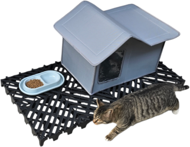 길고양이집 길냥이 야외 실외 급식소 방수 보온 하우스 단열 겨울집, 1개, 그레이