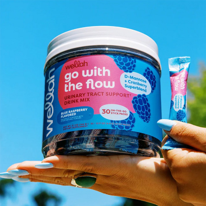 웰라 크랜베리 유산균 식물성 블렌드 (D-만노스 함유) 30팩 블루라즈베리 1병, 1개, 30회분