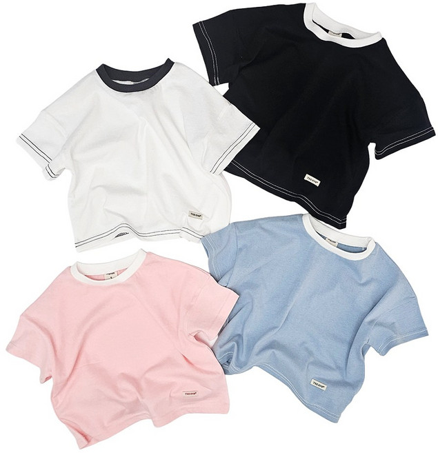 유니키즈 스티치반팔티 유아동 티셔츠 키즈 여아 남아 주니어 반팔티 면티 여름 국산 아동복 라운드넥 여름 국산 아동복