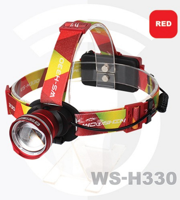 충전식 줌 LED 헤드랜턴 WS-H330 1050루멘 배터리 겸용 초강력 헤드라이트 낚시 등산 해루질 작업용, 레드, 3개