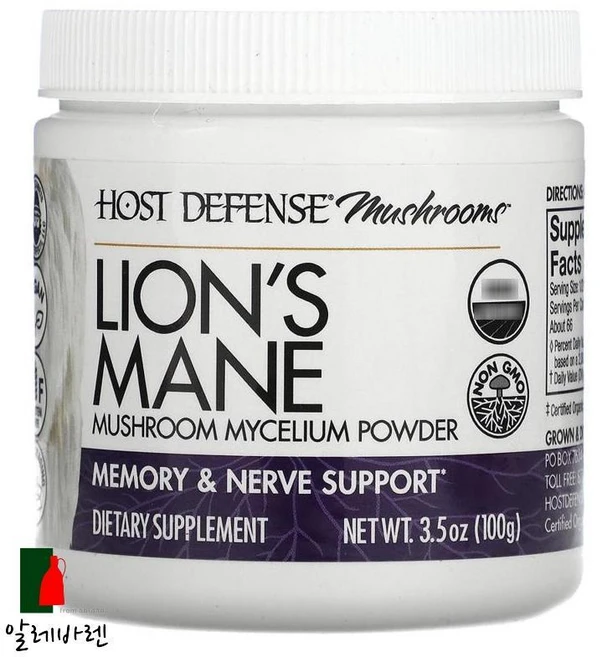 펑기퍼텍티 호스트디펜스 노루궁뎅이버섯 Lion's Mane 버섯균사체 파우더 100g, 1개 - 쿠팡