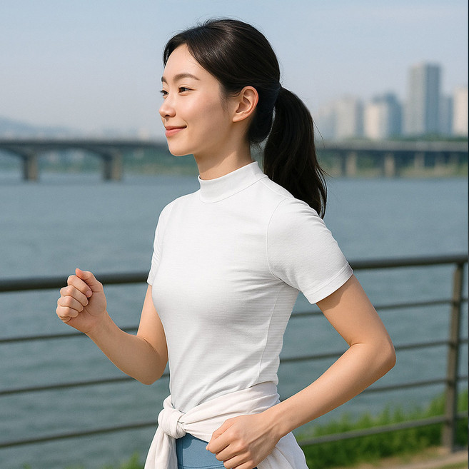 <투엘라> 여성 반팔 반폴라 티셔츠 / 아이스 냉감 스포츠 골프 쿨 이너 레이어드 티셔츠