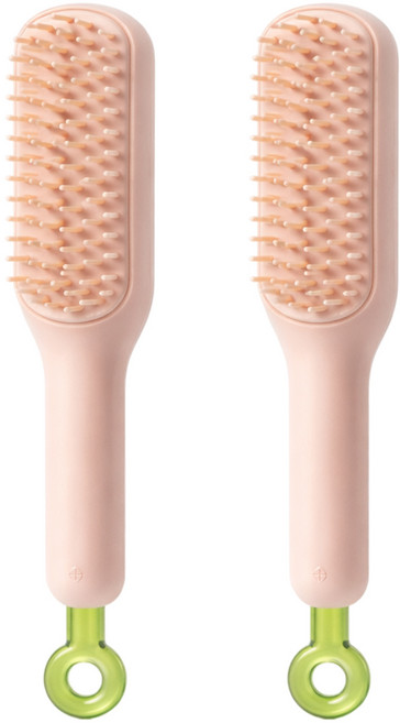 카로히포 원터치 엉키지 않는 머리빗, 2개, 핑크