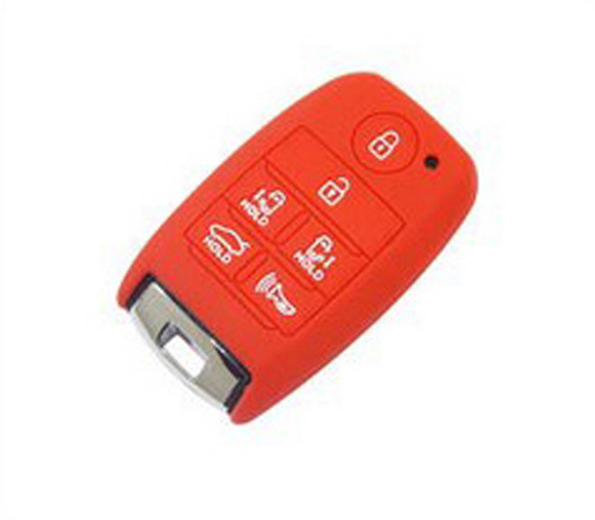 기아 호환 실리콘 키케이스, 스마트6버튼, 레드, .