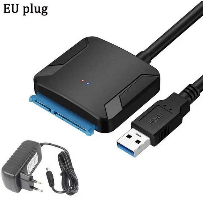 USB 3.0 SATA 사타 어댑터 케이블 2.5 인치 3.5 인치 SSD HDD III 하드 드라이브 디스크 지지대 UASP 12V, 2. EU Plug × 1개, 1개