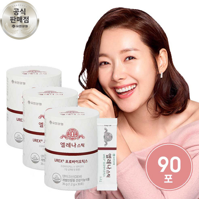 엘레나 스틱 UREX 프로바이오틱스 분말형 질건강 유산균 30p, 36g, 3개