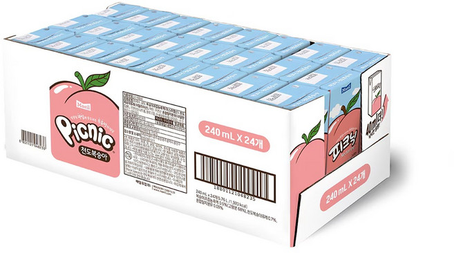 피크닉 천도 복숭아, 240ml, 24개