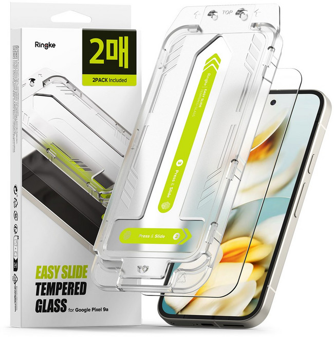링케 구글 픽셀9a 액정 보호 필름 링케 이지슬라이드 강화유리 풀커버 2매, 이지슬라이드 강화유리 2매, 1세트