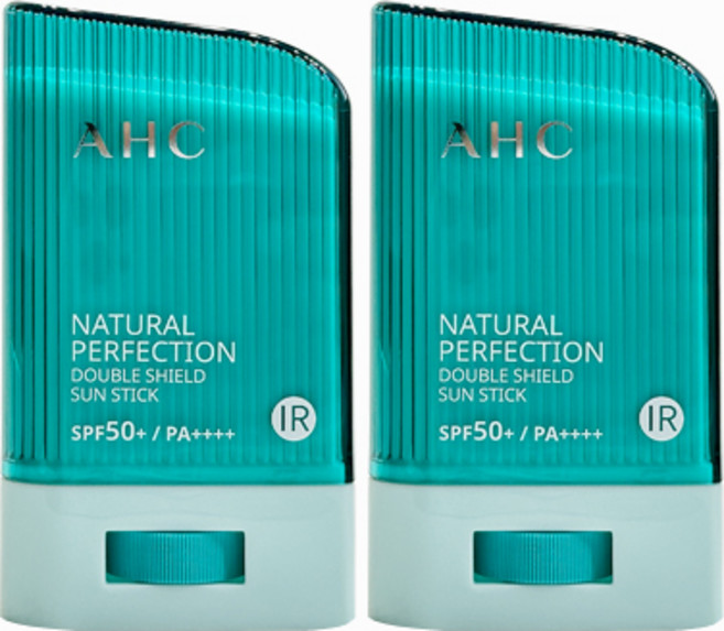 2025년 최신제조 AHC 내추럴 퍼펙션 더블쉴드 선스틱 [초록] SPF50+/ PA++++ 선스틱 / 톤업 / 워터푸르푸/ 선크림/ 스틱 선크림/ 자외선 차단 / 파랑 무료반품, 22g, 2개
