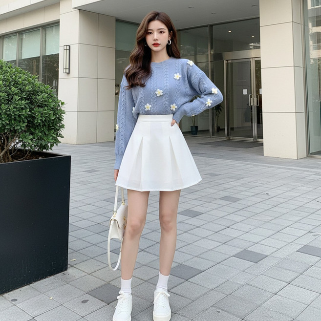 빌러드우먼 귀여운 매력만점 플라워 스웨터 꽈배기 니트