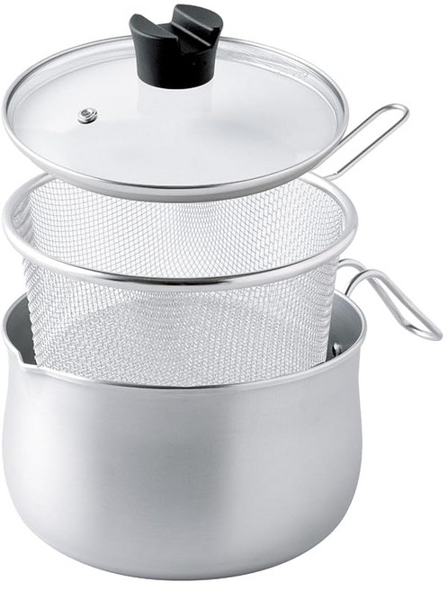 아른스트 멀티팟 체 포함 1대 9역 IH 대응 유리 뚜껑이 달려 있어 젓가락이나 국자를 놓을 수 있다 18cm 2.9L 냄비 케틀 튀김류 냄비 찜기 (逸品物創 스테인리스 멀티팟 스