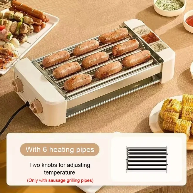 전기 핫도그 그릴 4/6 막대 스테인레스 스틸 롤러 소시지 메이커 케밥 옥수수 베이킹 스테이크 프라이팬 꼬