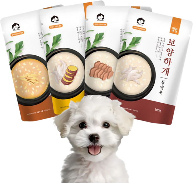 펫러닝 보양하개 강아지 영양죽 4종 세트 (100gX4팩), 4개, 100g, 혼합맛(삼계+삼계고구마+오리+황태)