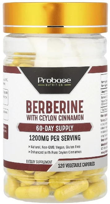 프로베이스뉴트리션 베르베린 1200mg 실론시나몬 함유 Berberine 베지캡슐 120정, 1개 - 쿠팡