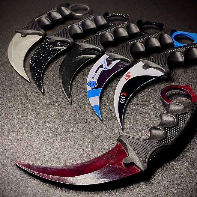 카람빗 나이프 캠핑 호신용 칼 서바이벌 발리송, 실버, 1개