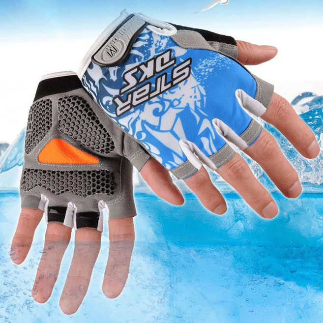 SINPAID 남성 스포츠 헬스 반장갑 장갑 여름 자전거 등산 낚시 남자, 블루M, 1개