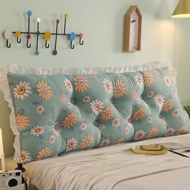 床頭靠墊 護腰枕 靠背墊 榻榻米簡約軟包, 3.0花朵簇生-親膚水洗棉,已檢測  100X50X18cm