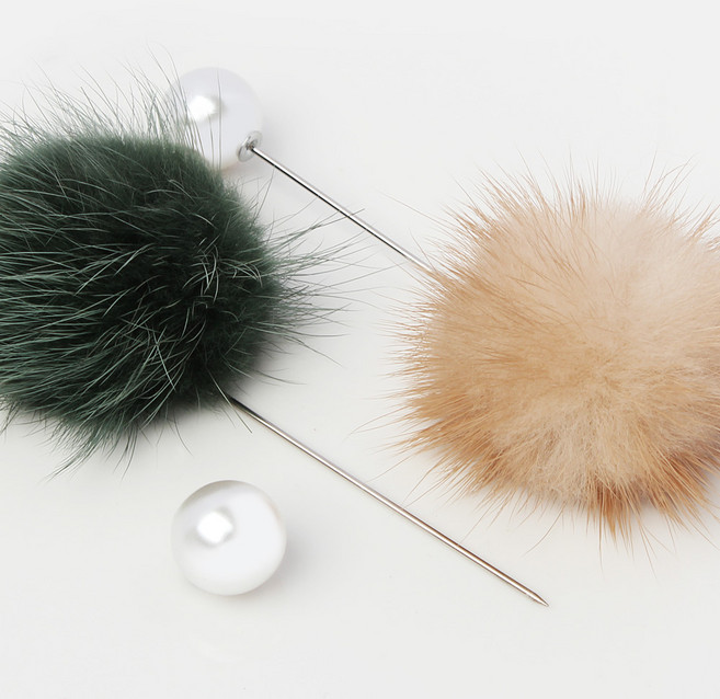 진주 부토니에 밍크 옷핀 패션 부토니에 만들기, 1개, 밍크진주 부토니에40x14-네온레드