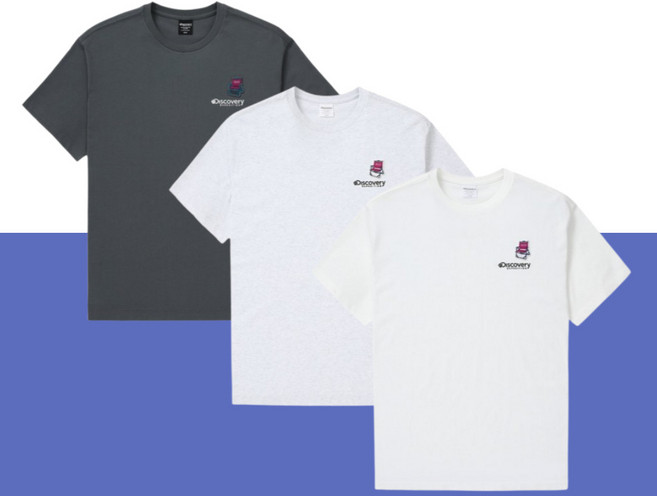(국내매장정품) 디스커버리 남녀공용 반팔티 라운드넥 오버핏 반소매 여름용 시원함 티셔츠 캐주얼 치환경소재
