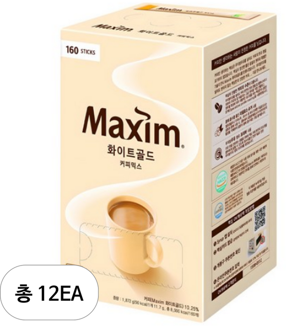 맥심 화이트 골드 커피믹스, 11.7g, 160개입, 12개