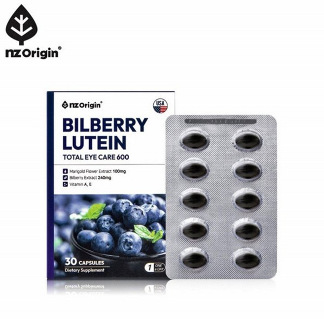 빌베리 루테인 토탈 아이케어 600 (30캡슐) 엔젯오리진, 30
