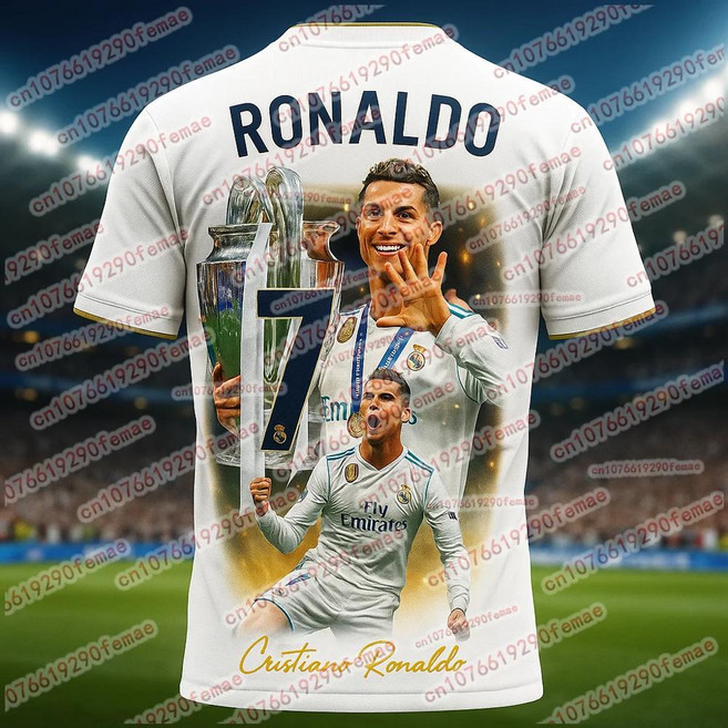 크리스티아누 호날두 프린팅 팬 기념 축구 유니폼 스포츠 땀 흡수 건조 저지 상품, 1개, 1. ruikai-0610-09 / O. 120