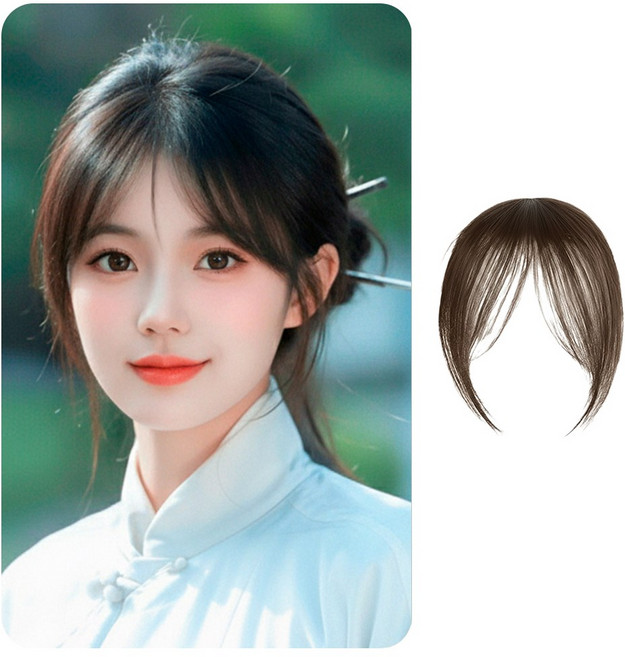 오드뷰티 여신머리 자연스러운 가발 볼륨 앞머리, 1개, 밀크브라운