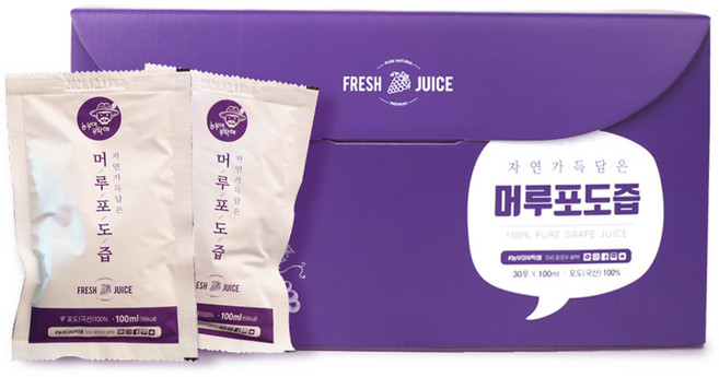 [농부야부탁해] NFC착즙 머루포도즙 100ml X 30포, 60개