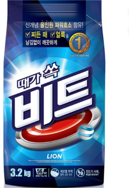 비트 분말 세탁세제 일반용, 3.2kg, 2개