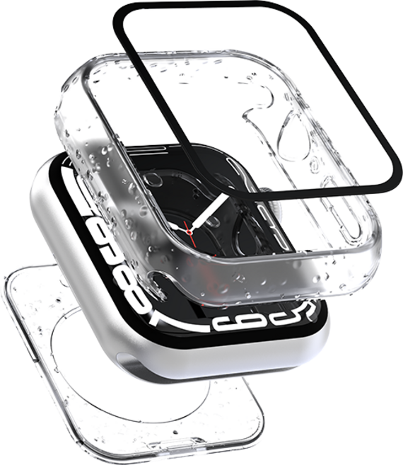 WA064 지모 애플워치 호환 풀커버 방수 케이스, 반투명, 41mm