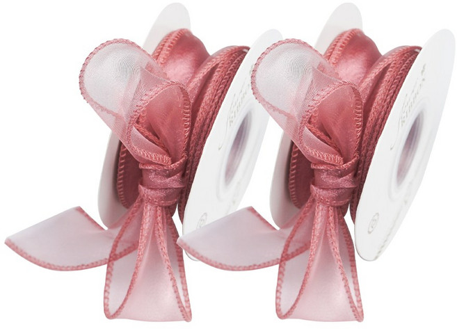 디어플레이스 쉬폰 리본끈 오간디 포장끈 4cm, 2개, 9m, 10 로즈우드