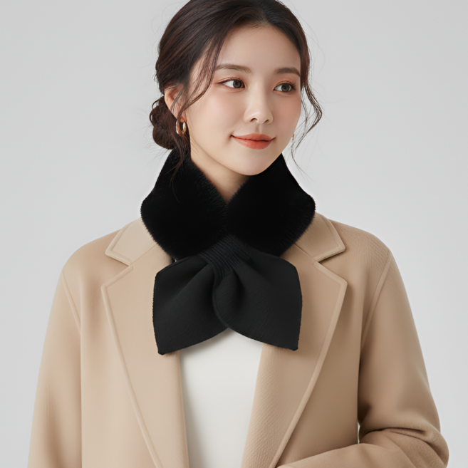 몽그리아 풍성한 리본 퍼목도리 1+1 니트 퍼 머플러 5 colors