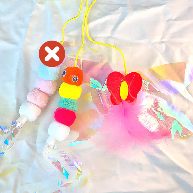 아이구감사합니다 카샤카샤 붕붕 나비 문고리형 낚시대 고양이장난감, 2개, 오렌지+핑크