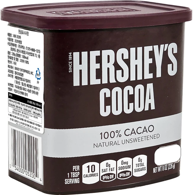 HERSHEY'S 무가당 미국산 100% 코코아 분말 파우더 카카오, 1개, 226g - 쿠팡