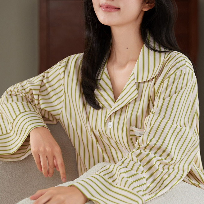 소필로 커플 긴팔 파자마 잠옷 세트 여성 남성 홈웨어 250731