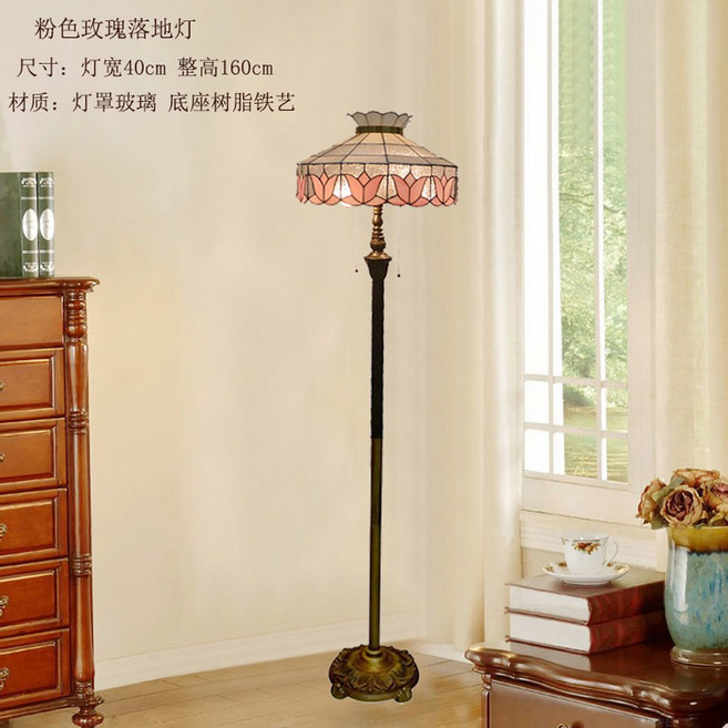 장스탠드 스태인 글라스 AA 램프 스테인글라스 테이블 엔틱 색상 거실 소품, 핑크/55