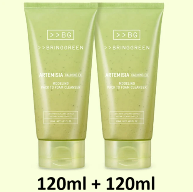 브링그린 사철쑥 약산성 클렌징 폼 250ml, 120ml, 2개 - 쿠팡