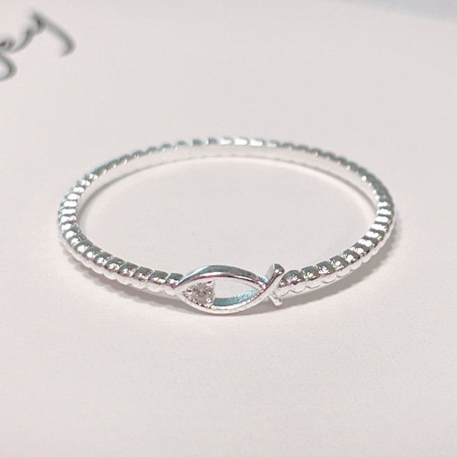 물고기반지 실버 925 모녀 행운 큐빅 물고기 은 애끼 반지 수능 재물운