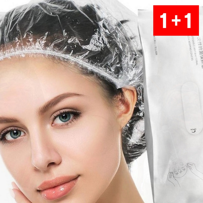 일회용 헤어캡 100매 +100매 추가 미용 비닐커버 다용도 뽑아쓰는 비닐캡, 1개, 상세페이지 참조