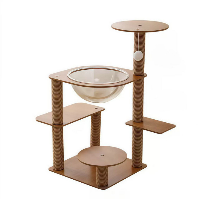 Hao Shun 고양이 캣타워 해먹 스크래쳐 원목S097-007, 1개, 호두색