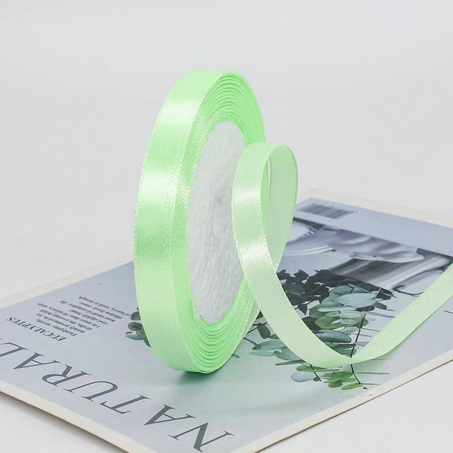 기본 새틴 공단 리본끈 10mm 22m, 80# 연그린